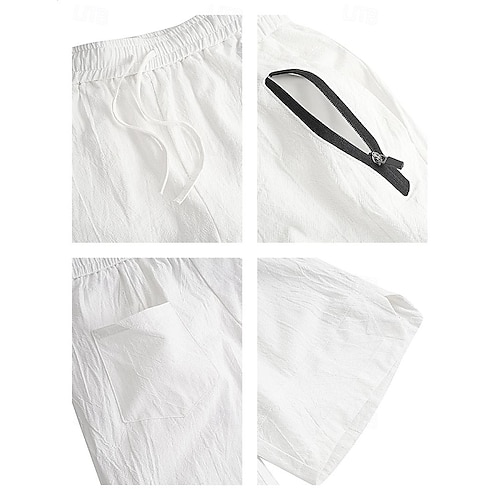  Bărbați Pantaloni Scurți Pantaloni scurți din in Pantaloni scurți de vară Pantaloni scurți de plajă Buzunar Cordon Talie elastică Simplu Confort Respirabil Scurt Casual Zilnic Concediu Modă Stil