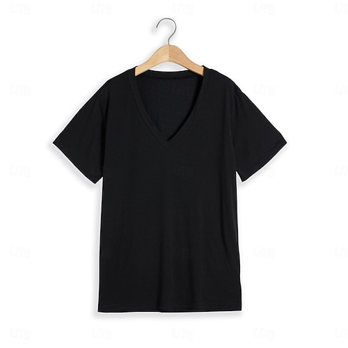  Herren T Shirt T-Shirt Kurze Ärmel V Ausschnitt Sommer Einfach Designer Basic Moderne zeitgenössische Klassicher Stil Urlaub Straße Ausgehen Schwarz Weiß Rot Top T-Shirt für Herren