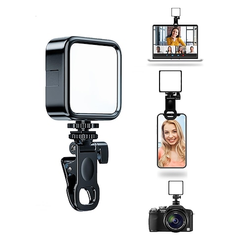 

Selfie Light, Phone Light with 3 Lighting Modes/5 Brightness Levels, Portable Phone Ring Light for Makeup, Live Stream, Rechargeable Clip Video Light for iPad/Camera/Laptop