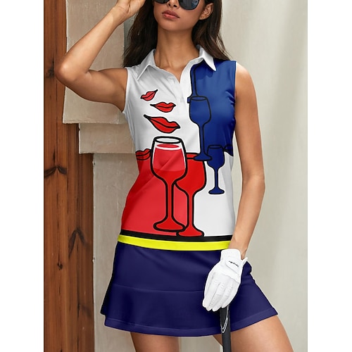  Dam Vandringspolotröja Röd Ärmlös Överdelar Golfkläder för damer Kläder Outfits Bär kläder