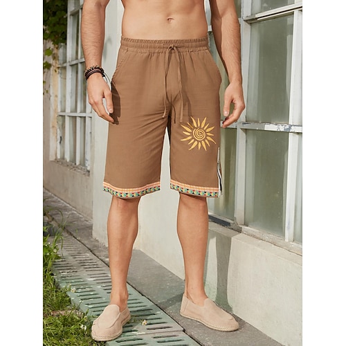  Męskie Słońce Wzory graficzne Spodenki surfingowe Szorty kąpielowe Bokserki kąpielowe Średni Talia Moda miejska Hawajskie Designerskie Codzienny Święto Plaża Zamek Kieszeń Elastyczny pas Projektant