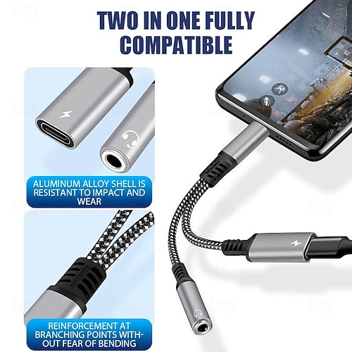 Adattatore USB-C A Jack 3,5mm 2 In 1 Con Ricarica PD 60W E Audio Hi-Fi – Ascolta E Carica Contemporaneamente