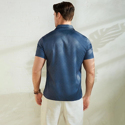  Voor heren Blad Etnisch Zomer overhemd Normaal shirt Overhemd met knopen Korte mouw Modieus Comfortabel Vakantie Dagelijks Feestdagen Zomer Revers Afdrukken Voorvak Rood blauw Groen Donkergrijs