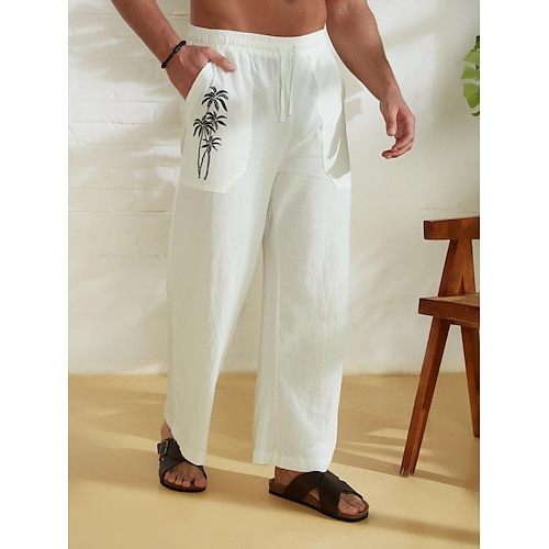  Herr Kokosnötsträd Grafiska tryck Långbyxor Sommarbyxor Strandbyxor Medium Midja Streetwear Hawaiisk Designer Ledigt Dagligen Helgdag Snörning Elastisk midja 3D-utskrift Vår & sommar Het stämpling