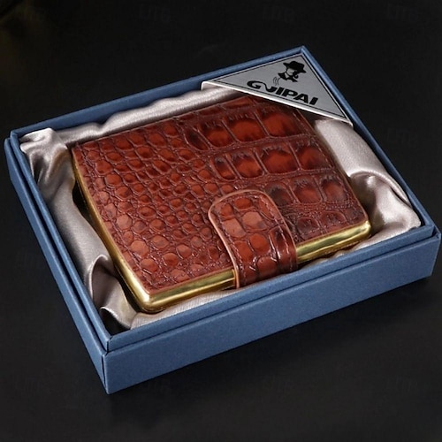 Men's Leather Cigarette Case, Perfect Gift, In-Stock, PU Leather Surface  with Metal Clips, Pressure-Resistant Holder,Hold 10 Cigarette 2026