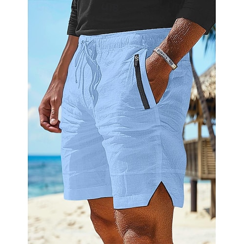 Bărbați Pantaloni Scurți Pantaloni scurți din in Pantaloni scurți de vară Pantaloni scurți de plajă Buzunar Cordon Talie elastică Simplu Confort Respirabil Scurt Casual Zilnic Concediu Modă Stil