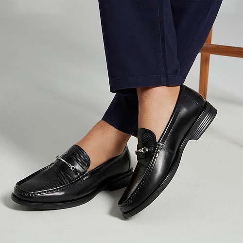  Voor heren Instappers en instappers Jurk instappers Penny instappers Klassieke instappers Leer Italiaans volnerf rundleer Comfortabel Anti-slip Leegloper Zwart