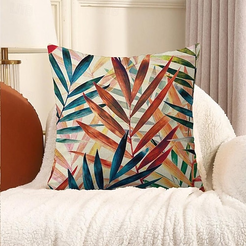 Pillow Cover 1PC Soft Floral&Plants Square Throw Cushion Case