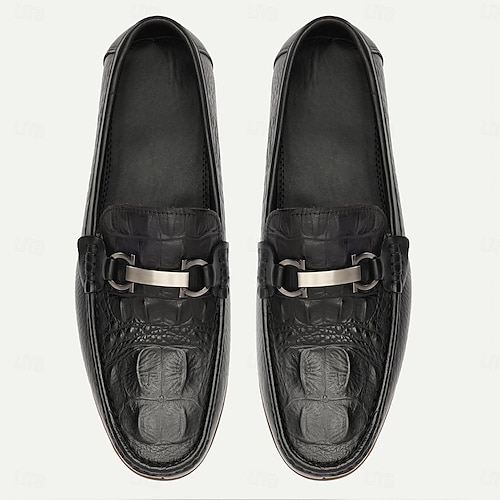  Муж. Мокасины и Свитер Комфортные лоферы Пенни лоферы Классические лоферы Кожа Итальянская цельнозерновая коровья кожа Удобный Против скольжения Лоферы Черный