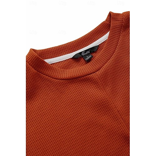  Damen Strickoberteil mit V-Ausschnitt, kurze Ärmel, elastisch, weich, gebranntes Orange, lässig, lockere Passform, vielseitige Frühlings- und Herbstkleidung