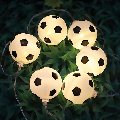  Solar LED Football Fairy Lights, 5m 20LEDs Euro Cup DIY Soccer String Lights Outdoor Waterproof Garden Bar KTV Club Holiday Party Decoration