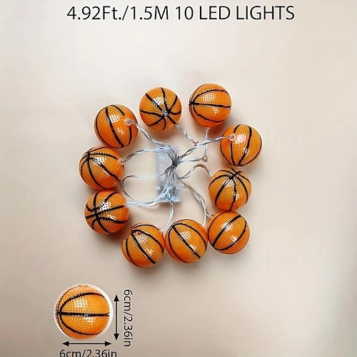  1 stk vanntett fotball string lys med fjernkontroll, euro cup fotball/baseball/rugby/basketball/ string light 3m-20leds innendørs og utendørs atmosfære dekorasjon lys streng øl festival