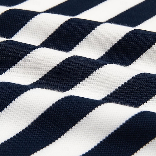  Men's Polo Knit Polo Sweater Business Casual Lapel Short Sleeve Fashion Modern Striped Button Summer Navy Blue Polo