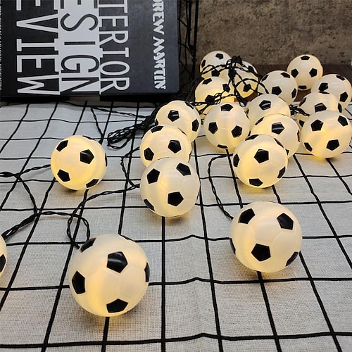  Solar LED Football Fairy Lights, 5m 20LEDs Euro Cup DIY Soccer String Lights Outdoor Waterproof Garden Bar KTV Club Holiday Party Decoration