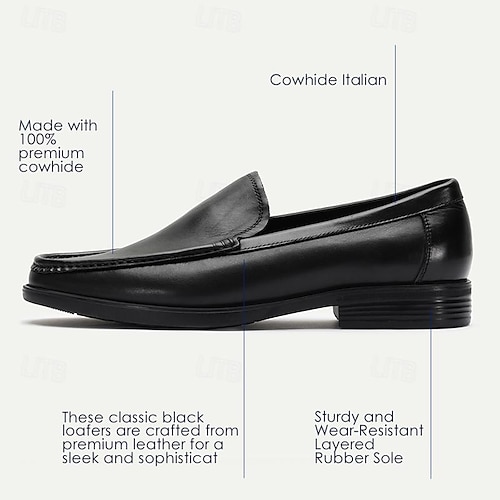  pánské mokasíny z prémiové hovězí kůže - klasické černé slip-on společenské boty pro obchodní i formální oblečení
