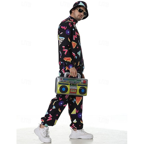 Set De Accesorios Hip Hop Años 70-80 Para Hombre: Collar KING, Gafas, Anillo Y Brazalete Dorados, Disfraz De Carnaval