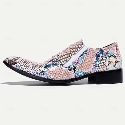  Herr Tofflor och Slip-Ons Formella skor Finskor Ormskinnskor Punk Läder Italienskt fullkornigt kohud Bekväm Halksäker Loafers Kaki