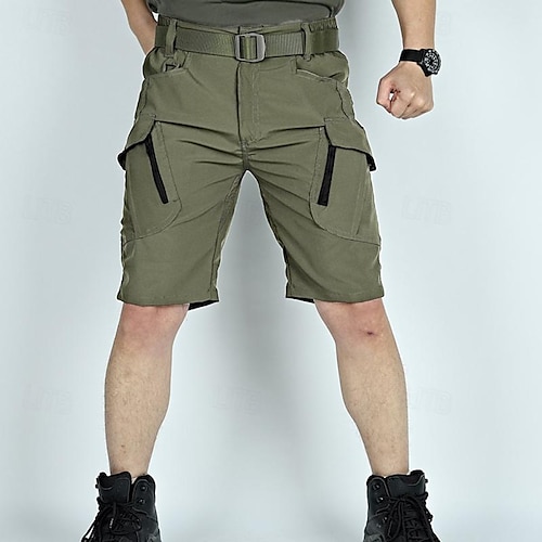  Herr Taktiska shorts Cargo-shorts Ficka med blixtlås Slät Vattentät Andningsfunktion Utomhus Dagligen Utekväll Mode Ledigt Svart Grön