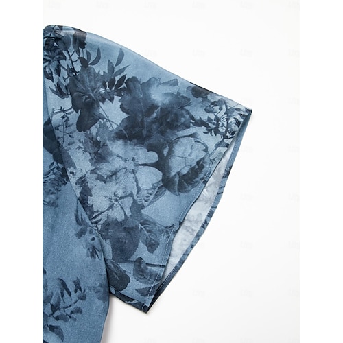  Navy Floral Chiffon Elastic Waist Dress