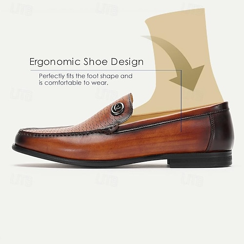  Braune Leder-Loafer für Herren – elegante Schlupfschuhe mit Metalldetail