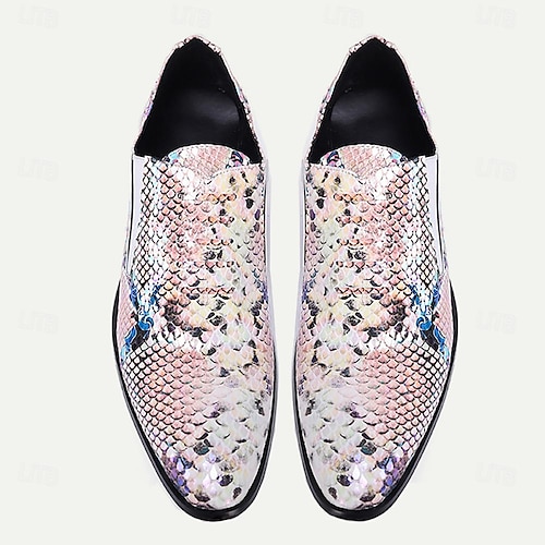  Herr Tofflor och Slip-Ons Formella skor Finskor Ormskinnskor Punk Läder Italienskt fullkornigt kohud Bekväm Halksäker Loafers Kaki