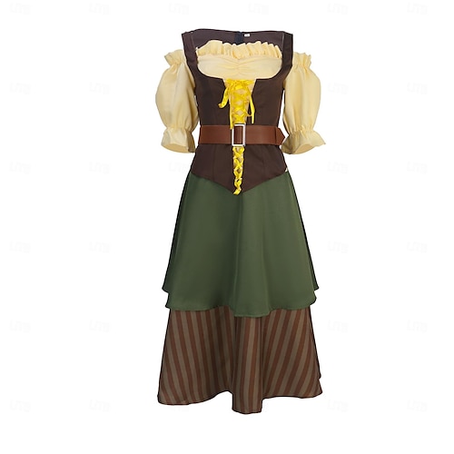  Carnevale Birra Oktoberfest Costume Vestito Dirndl Blusa Dirndl Bavarese Cameriera Tedesco Monaco di Baviera Prati Per donna Panno in stile tradizionale