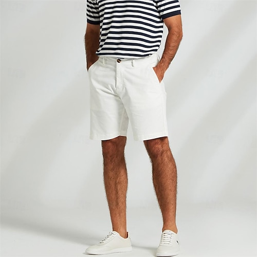  Herren Anzughose Reißverschluss Tasche Einfarbig Atmungsaktiv Knielang Formell Hochzeit Party Schick & Modern Formell Weiß Marineblau Mikroelastisch