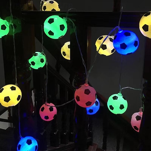  Solar LED Football Fairy Lights, 5m 20LEDs Euro Cup DIY Soccer String Lights Outdoor Waterproof Garden Bar KTV Club Holiday Party Decoration