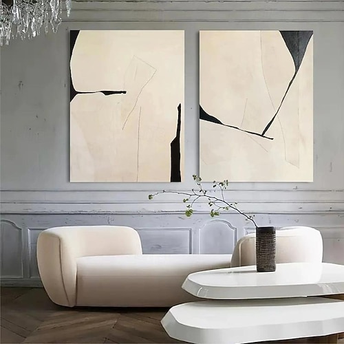 2025年 手作りの白黒の侘び寂び抽象画、壁アート、アートワーク