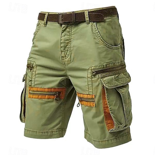 

Men's Cargo Shorts Shorts Casual Shorts Zipper Pocket Multi Pocket Straight Leg Plain Comfort Knee Length Casual Daily Holiday Cotton Blend Fashion Streetwear Black Green Micro-elastic