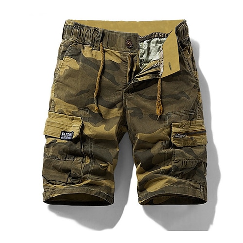 

Men's Cargo Shorts Hiking Shorts Drawstring Zipper Pocket Multi Pocket Camouflage Letter Breathable Moisture Wicking Knee Length Casual Going out Casual Cargo Slim ArmyGreen Khaki Micro-elastic