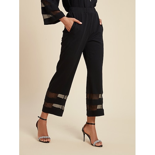 

Women's Pants Trousers Ankle-Length Chiffon Modal with Pockets Casual Daily Traditional / Classic Daily Wear Weekend Black White Spring & Summer S M L