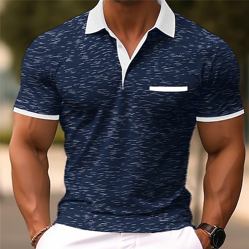 

Men's Sport Polo Golf Shirt Sports Lapel Short Sleeve Fashion Basic Color Block Patchwork Summer Regular Fit Black Red Navy Blue Light Grey Sport Polo