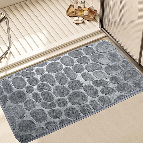 

Cobblestone Embossed Bath Mat Non-slip , Memory Foam Pad, Washable Bath Rugs, Rapid Water Absorbent, Non-Slip, Washable, Thick, Soft And Comfortable Carpet For Shower Room