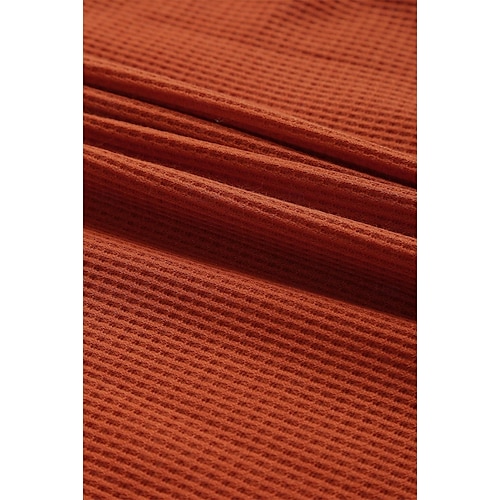  Damen Strickoberteil mit V-Ausschnitt, kurze Ärmel, elastisch, weich, gebranntes Orange, lässig, lockere Passform, vielseitige Frühlings- und Herbstkleidung