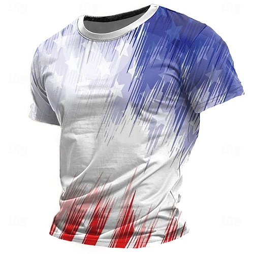  Dzień Weteranów Męski Patriotyczny Weteran Amerykańska Flaga T-shirt Krótkie Rękawy Koszulka 3D Druk Koszulka z Okrągłym Dekoltem Styl Uliczny Impreza Urodzinowa Ulica Biała-Fioletowa Letnia Wiosenna