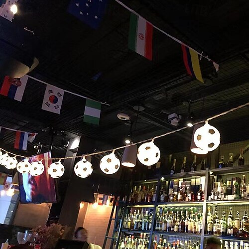  Solar LED Football Fairy Lights, 5m 20LEDs Euro Cup DIY Soccer String Lights Outdoor Waterproof Garden Bar KTV Club Holiday Party Decoration