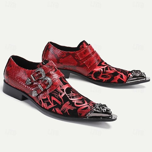  Herren-Monkstrap-Schuhe im Punk-Stil mit Doppelschnalle und Zehenkappe aus Metall – hochwertiges Rindsleder, ideal für formelle Anlässe