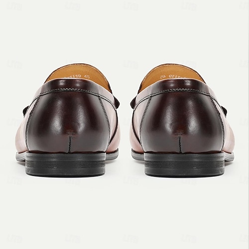  Braune Leder-Loafer für Herren – elegante Schlupfschuhe mit Metalldetail