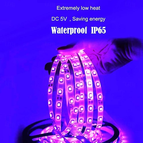  1m 2m 3M Flexibla LED-ljusslingor 60-300 lysdioder 2835 SMD 8mm 1Sätt monteringsfäste 1set Lila LED Ljusslingor Halloween Utomhus Vattentät USB-driven Batterier Drivs
