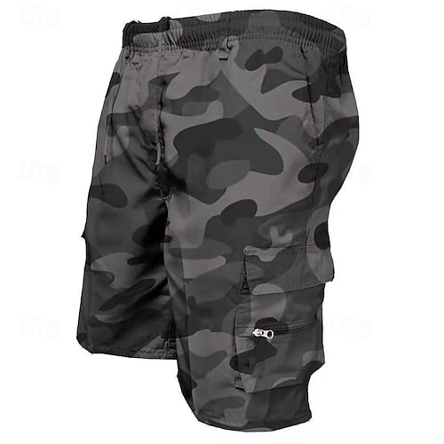  Homens Bermuda Cargo Shorts camuflados Shorts de Trilha Bolso multi Vários bolsos Design de cordão elástico Tecido Côr Camuflagem Respirável Exterior Comprimento do joelho Casual Diário Roupa de rua