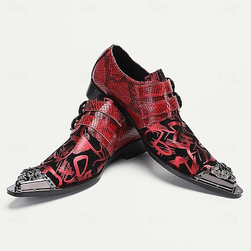 Herren-Monkstrap-Schuhe im Punk-Stil mit Doppelschnalle und Zehenkappe aus Metall – hochwertiges Rindsleder, ideal für formelle Anlässe