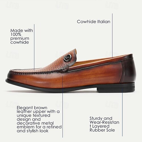  Braune Leder-Loafer für Herren – elegante Schlupfschuhe mit Metalldetail