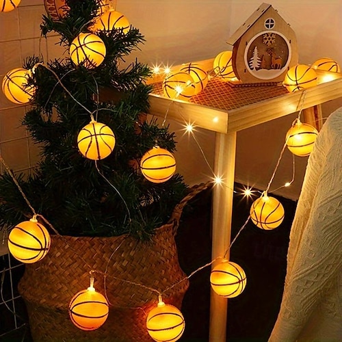  1 stk vanntett fotball string lys med fjernkontroll, euro cup fotball/baseball/rugby/basketball/ string light 3m-20leds innendørs og utendørs atmosfære dekorasjon lys streng øl festival