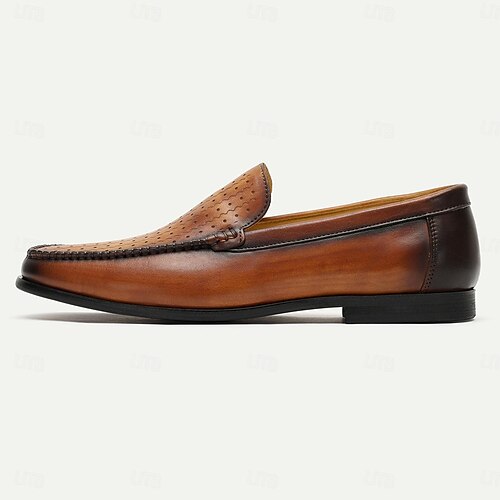  Atmungsaktive Loafer aus perforiertem Leder für Herren - Slipper aus hochwertigem Rindsleder für die Freizeit und den Business-Look