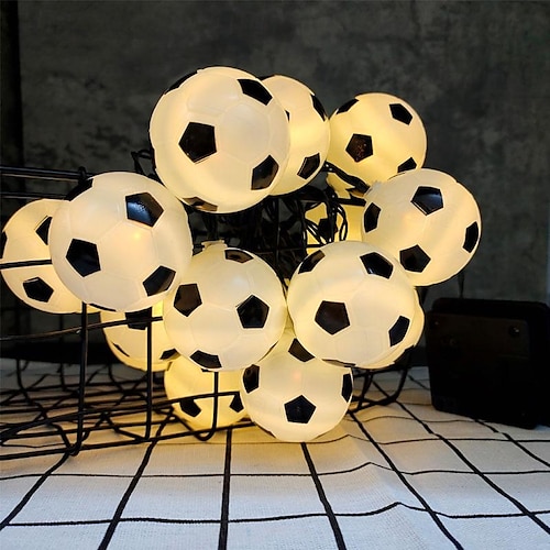  Solar LED Football Fairy Lights, 5m 20LEDs Euro Cup DIY Soccer String Lights Outdoor Waterproof Garden Bar KTV Club Holiday Party Decoration