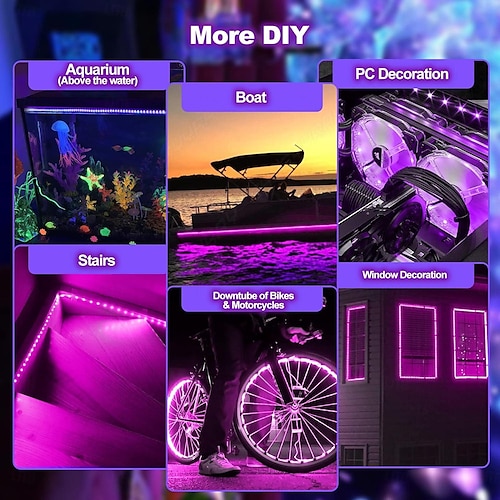  1m 2m 3M Flexibla LED-ljusslingor 60-300 lysdioder 2835 SMD 8mm 1Sätt monteringsfäste 1set Lila LED Ljusslingor Halloween Utomhus Vattentät USB-driven Batterier Drivs