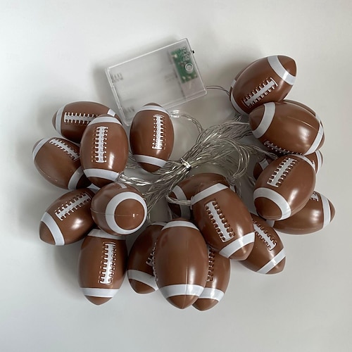  1 stk vanntett fotball string lys med fjernkontroll, euro cup fotball/baseball/rugby/basketball/ string light 3m-20leds innendørs og utendørs atmosfære dekorasjon lys streng øl festival