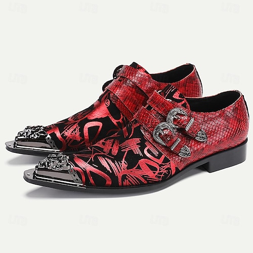  Herren-Monkstrap-Schuhe im Punk-Stil mit Doppelschnalle und Zehenkappe aus Metall – hochwertiges Rindsleder, ideal für formelle Anlässe