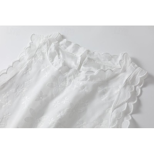  Women's Mini Dress White Dress Graduation Dress Lace Dress Sundress Fashion Casual Daily Loose Fit Plain Sleeveless Crew Neck White Summer Spring